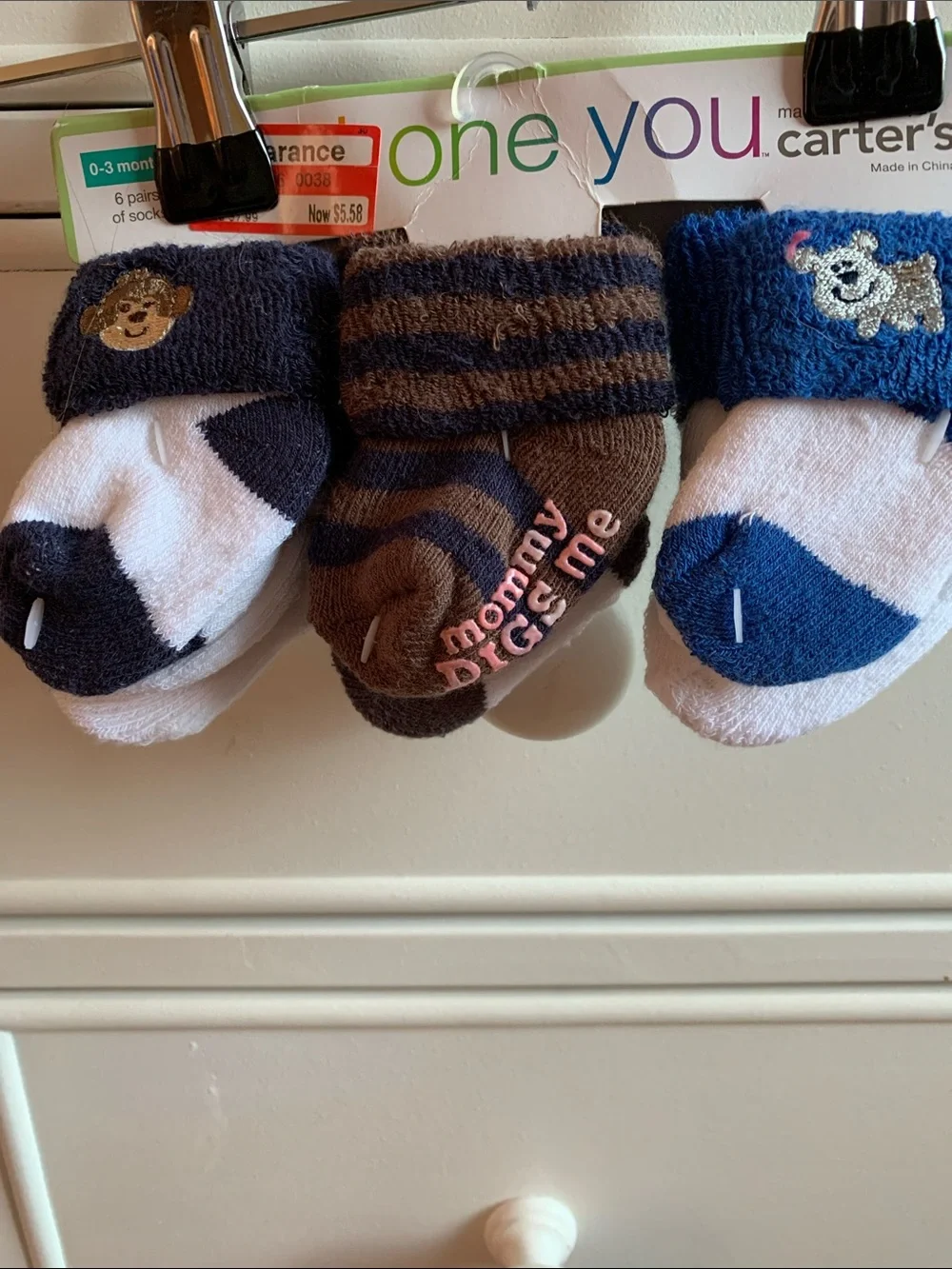 Carter's Baby Sock Booties Set - Navy, Brown, White